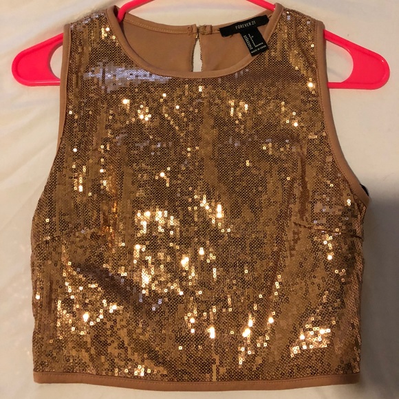 copper sequin blouse